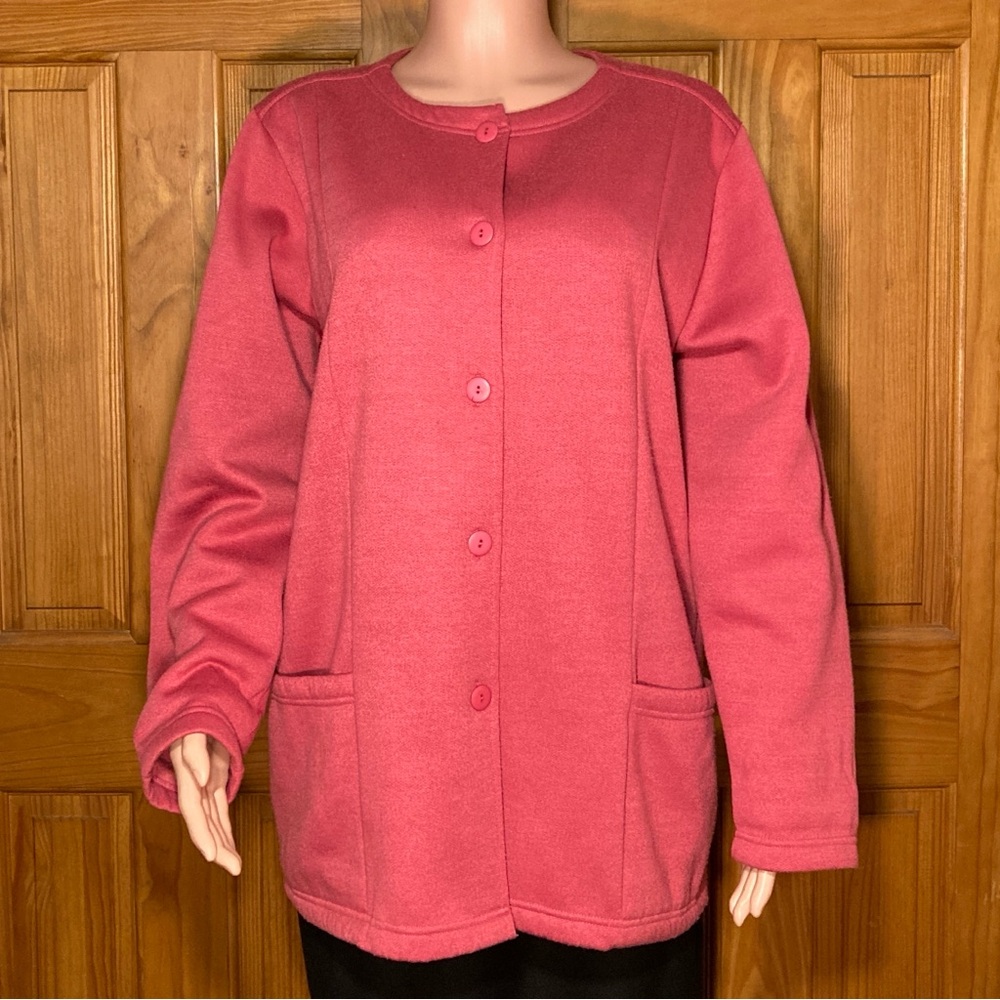 EUC Blair Vintage 90s Cardigan Fleece Long Sleeve Buttoned Top Pink Size L Large